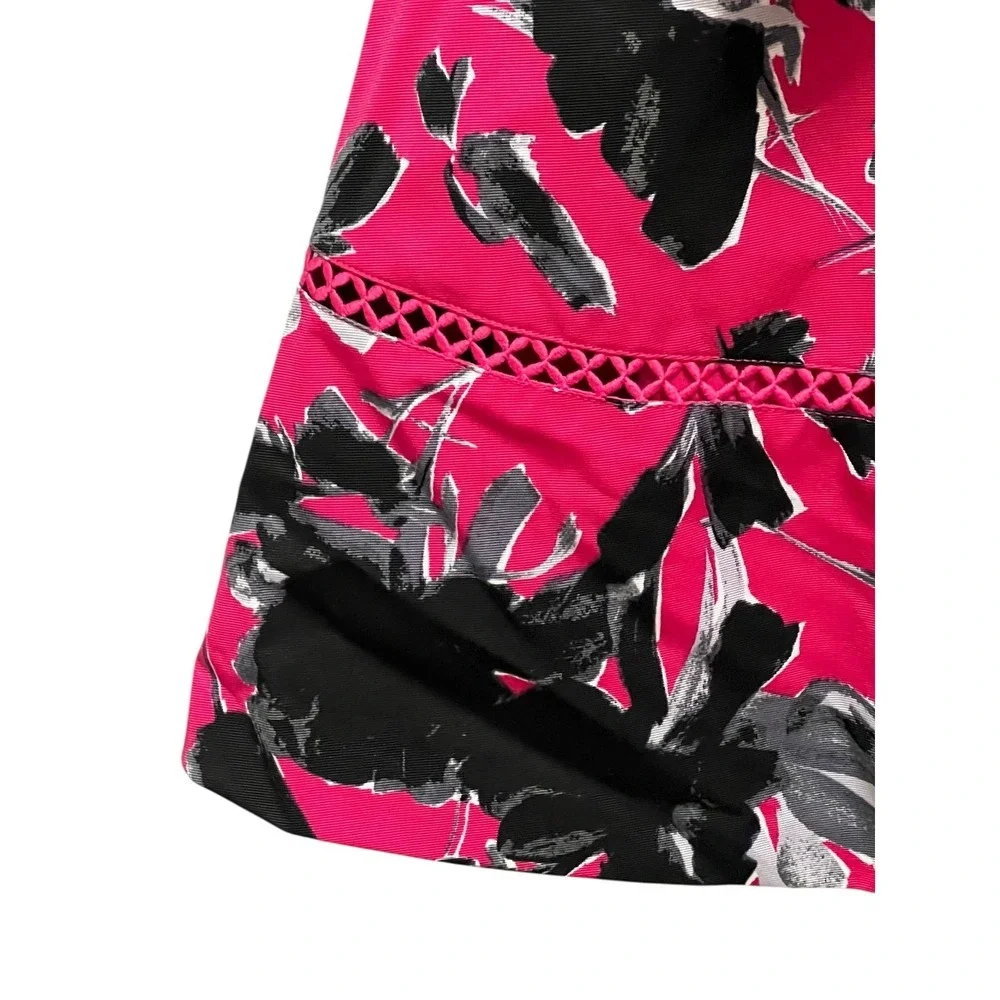 Isaac Mizrahi IMNYC Top Skirt Set Womens S/4 Pink Black Floral Garden Party Bold